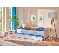 Inter Link Cama Infantil Madera Maciza Orgánica Pintada Natural 90x200 cm, Blanco