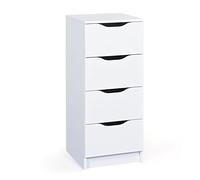 Inter Link - Cómoda - 4 cajones - Aparador - Buffet - Melamina - Blanco - Cajones con tiradores encastrados - Westphalen 4