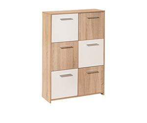 Inter Link - Cómoda - Aparador - Cómoda de 6 puertas - 2 colores - Melamina - Imitación roble Sonoma y blanco - AxPxH : 77x30x115 cm - Egadi