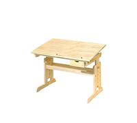 Inter Link - Escritorio regulable en altura - Escritorio para niños - Escritorio para alumnos - Con cajón - Regulable en inclinación - Soporte para libros - Madera maciza lacada natural - Julia