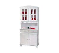 Inter Link - Vitrina - Mueble de cocina - Vajilla - Mueble comedor - Vitrina - Vitrina independiente - Estilo rústico - Pino macizo - 2 puertas - Valencia - Lacado blanco