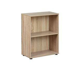 Inter Link - Librería - Estantería independiente - 2 compartimentos - Estantes regulables en altura - Estantería de madera - Salón - Estudio - Parini 1 - Acabado roble