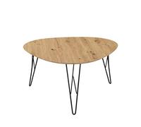 Inter Link - Mesa Baja - Roble MDF - Estructura de Metal Negro - Tampa