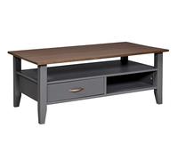 Inter Link - Mesa de Madera Maciza - Mesa Baja - Pino Macizo - Tablero de partículas Revestido - Aspecto Roble Artesanal - Antracita - Luzerna