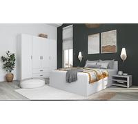 Inter Link Ranya 140 Cama, Madera de ingeniería, Blanco, 140x200cm