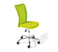 Inter Link - Silla de oficina para niños - Silla ergonómica giratoria - Altura regulable - Base de metal cromado - Funda de tela Mesh transpirable - Giratoria 360° - Verde - Bonnie