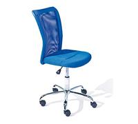 Inter Link - Silla de oficina para niños - Silla giratoria ergonómica - Altura regulable - Base de metal cromado - Funda de tejido Mesh transpirable - Giratoria 360° - Azul - Bonnie