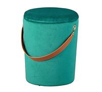 Inter Link - Taburete - Taburete para la Colada - Cubo para la Colada - Cubo - Contenedor de Terciopelo - Asa de Polipiel - Verde - Papua