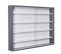 Inter Link: Vitrina de colección para Figuras Vitrina de Pared Gris 80x60cm | Ideal para coleccionistas: vitrina de pared de MDF y cristal para figuras maquetas y objetos decorativos protegidos del polvo
