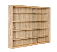 Inter Link Vitrina de colección Vitrina de Pared Roble Sonoma 80x60cm | Ideal para coleccionistas: vitrina de pared de MDF y cristal para figuras maquetas y objetos decorativos protegidos del polvo