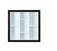 Inter Link - Vitrina - Vitrina de pared - Vitrina de presentación - Vitrina de colección - Vitrina sin cristal - - 7 compartimentos - Coleccionista - Septem - MDF negro/blanco - 66,5 x 13,7 x 66,5 cm