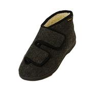 Inter Max zapatillas de hombre con doble velcro, forro lana virgen, fieltro antracita, color negro, talla 41