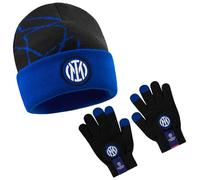Inter Milan FC Conjunto Guantes y Gorro Niño y Adolescente, Accesorios de Invierno