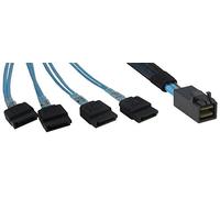 Inter-Tech 0.5m SFF 8643/4x SATA 0,5 m - Cable SAS (0,5 m, SFF 8643, 4x SATA, Male connector / Male connector, Negro, Azul, 35 g)