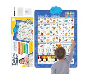Interactive Alphabet Wall Chart, Talking Bilingual Learning Poster, 24 Inches Spanish and English Music Chart with Sound, Paper Educational Toy for Kids, Classroom, Preschool, Language Development