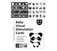 Interactive Baby Cards, Visual Stimulation Learning Activity Cards, Black and White Flash Card, 13x13 Compact Size, Ideal para Baby 0-3 Months, Estimulate Educational Development