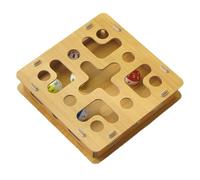 Interactive Cat Enrichment Box - Wood Scratch Puzzle, Nail File Toy With 2 Bells, Indoor Activity Stimulation Accessory | For Kitten Play Scratching Exercise Entertainment Use Kitten Toy, Scratching