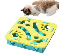 Interactive Cat Puzzle Toy, Felt Kitten Puzzle Box, Indoor Kitten Activity Dispenser with Bell, Stimulating Exercise and Mealtime Play, Engaging Cat Puzzles for Home Bedroom Living Room Balcony