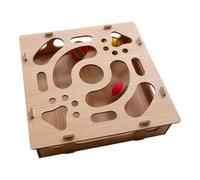 Interactive Cat Scratch Box - Nail Filing Board, Puzzle Activity Toy, Bell Ball Playset | Mental Enrichment Training, Teething Exercise Aid, Durablee Pet Entertainment, Indoor Activity Accessory