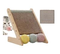 Interactive Cat Scratch Pad, Furniture Protector Scratcher, 12 Inches Corrugated Board with Balls, Cardboard Scratching Mat with Anti-Slip Base, Pet Enrichment Toy Fun Play Design