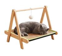 Interactive Cat Scratch Pad - Pet Lounger With Teaser Ball | Wooden Scratching Pad For Indoor Outdoor | For Small Large Kitten Playing Exercise Climbing Sleeping Playground Center, Anti Tip, 44.5x38.5