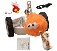 Interactive Cat Toy - 3.07 Inch Electric Racing Car Teaser | Abs Silicone Self Moving Cat Entertainment Toy - Obstacle Avoidance Balance Scooter Pet Play Device For Indoor Cats Exercise And S