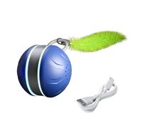 Interactive Cat Toy Ball - Smart Cat Ball | Rechargeable Rolling Balls with Soft Feather | Automatic Moving Pet Exercise Toys, Smart Kitten Chewing Game For Indoor Play