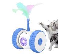 Interactive Cat Toy Car, Electric Car Cat Toy, Rechargeable Interactive Cat Toy Car, Electric Feather-Included Toy, Silent Automatic Car to Reduce Kitten Boredom for Small, Medium, Large Cats