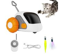 Interactive Cat Toy, Pet Toy Intelligent Lightweight Stimulation Rechargeable Hunting Instinct Cat for All Breeds, Indoor, 3.31x2.91x2.68 Inches, Blue, Orange