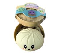 Interactive Dumpling Squish, Slow Rising Sensory Toys, 3.15 Inches Cute Dumpling with Steamer, Thermoplatic Rubber Bun Squeeze, Squeeze Toy with Cute Style, Bun Stress Toy for Home and Office