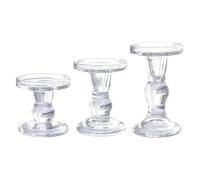 Interactive Glass Candle Holders, Clear Table Candlestick Set, Elegant Centerpiece Decor, Responsive 3-Piece Display Accent, Perfect for Wedding, Birthday, Kitchen, Farmhouse, or Holiday Use