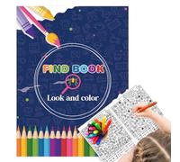 Interactive Hidden Object Book - 21x28.5cm Find Color Book | Observation Skills Puzzle ActivityBook Paper - Hidden Objects Coloring Brain Training for Adults Teenagers Relaxation Focus