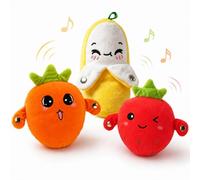 Interactive Music Plush Toy, 2026 New Interactive Fruit Plush Toy, Soft Interactives Banana Toys Dual Mode Play, PP Cotton (Banan Strawberry+Carrot)