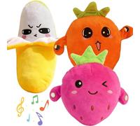 Interactive Music Plush Toy Set, Fruit Musical Sensory Toy, Electric Touch-Sensitive Banana & Fruit Plush with Sound Features, Fun & Playfu, Parent-Child Play Fun (3 piezas)