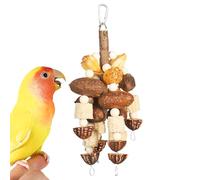 Interactive Parrot Chewing Toy, Wooden Nut String Cage Accessory, Engaging Bird Game, Durable Applewood & Bite-Resistant Design, Enrichment Play for Cockatiels Lovebirds Macaws