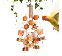 Interactive Parrot Chewing Toy, Wooden Nut String Cage Accessory, Engaging Bird Game, Durable Applewood & Bite-Resistant Design, Enrichment Play for Cockatiels Lovebirds Macaws