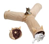 Interactive Pet Tunnel, Foldable Cat Cave Toy, 23.62x10.24x10.24 Inches Play Tunnel with Multi Activity, Sturdy Fabric Passage, Foldable Toy with Engaging Style, Pet Play for Indoor Use