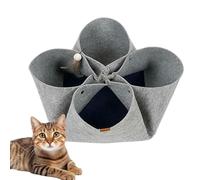 Interactive Pet Tunnel, Kitten Toy Portable Cat Cave, Foldable Tunnel, Toy Ball Included Cats, Folding Felt Pet Cave Pets, Foldable Cats Toy Ball, 63x63x25cm