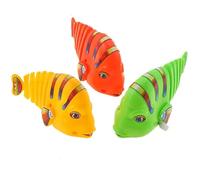 Interactive Plastic Wind-Up Wiggle Fish Toys - Clockwork Swinging Cartoon Fish Toys - 360° Rotating Baby Wind Up Cat Pet Plastic Toy - Fun and Safe Bath Time Toys for Kids (3 Pcs A)