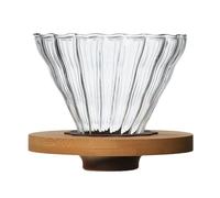 Interactive Pour Over Coffee Dripper, Single Cup Glass Cone with Stand, Reusable Stainless Steel Filter Funnel, clean Brew Maker, Ideal for Home work place and Workplace Brewing