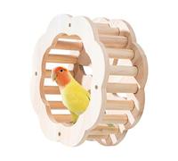 interactivo para columpio de pájaro: elimina el estrés sin esfuerzo, diseño con dos perchas giratorias de equilibrio, superficie antideslizante de madera maciza | Movimiento dinámico para