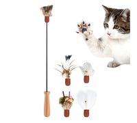 Interactivo para Gatos | Varilla interactiva Ajustable | Juguetes silenciosos para Gatitos, para Mascotas en Interiores y Exteriores, Ejercicio Diario en el Suelo, cumpleaños, Actividades de