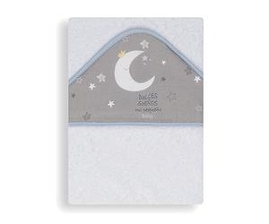 Interbaby 01191-11 - Capa de baño LUNA UNIVERSO ESTAMPADA blanco y azul, unisex