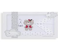 Interbaby 03197-18 - Sábanas cuna TIPI OSO blanco y gris, unisex