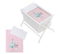Interbaby 92082-02 - Minicuna de Madera con Textil Tipi Oso Rosa, unisex