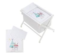 Interbaby 92082-09 - Minicuna de Madera con Textil Tipi Oso Blanco, unisex