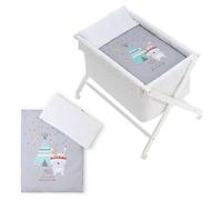 Interbaby 92082-31 - Minicuna de Madera con Textil Tipi Oso Gris, unisex