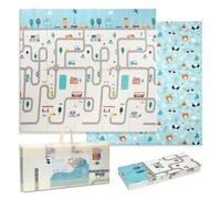 Interbaby - Alfombra de Juegos Bebes | Alfombra Bebe Acolchada Plegable, Reversible, Impermeable y Antideslizante | Cómoda, Fácil Lavado, Espuma XPE | 180x200x1 cm | Modelo Coches