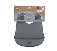 Interbaby - Babero Silicona Bebe | Babero Impermeable Bebe para Bebes y Niños Pequeños, Unisex, Ajustable | Babero Cómodo, Ligero, con Bolsillo Recogemigas, Sin BPA | Suave, Flexible, Gris Petroleo