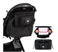 INTERBABY Bolso Carro Bebe Universal | Bolsa Maternidad Organizadora de Cochecitos | Pañalera para Carritos de Bebes, Portavasos, Multifuncional, Gran Capacidad, Negro